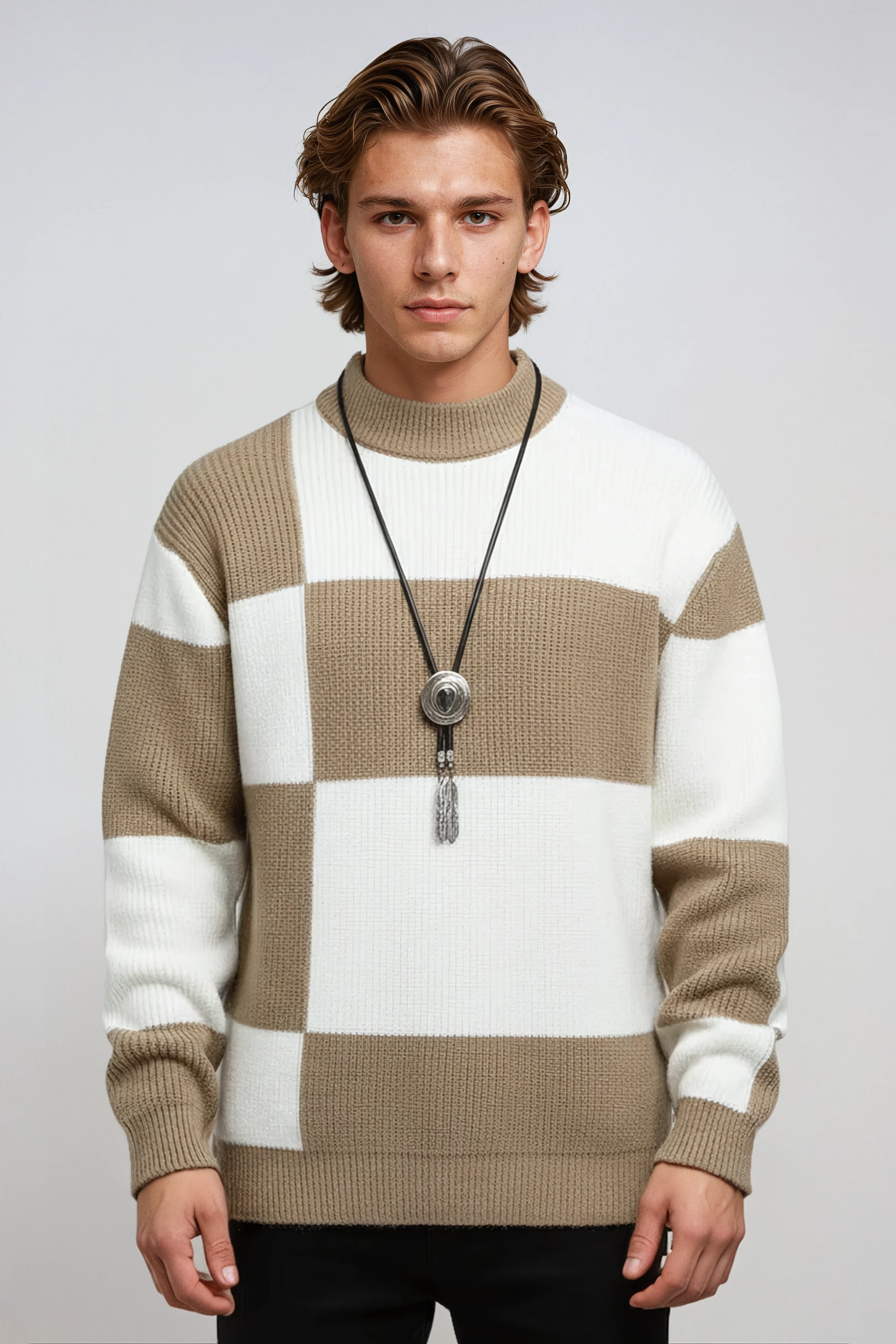 Lewin Sweter męski | Wzór w blokach