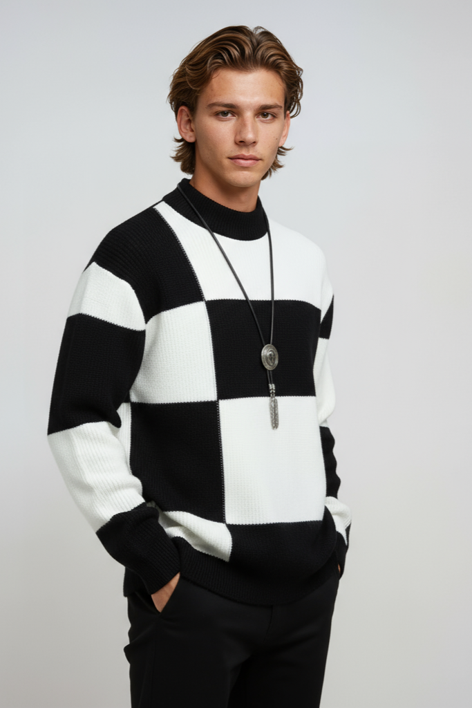 Lewin Sweter męski | Wzór w blokach