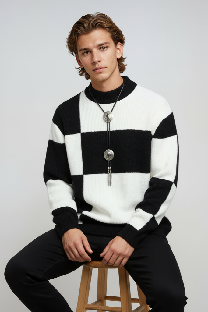 Lewin Sweter męski | Wzór w blokach