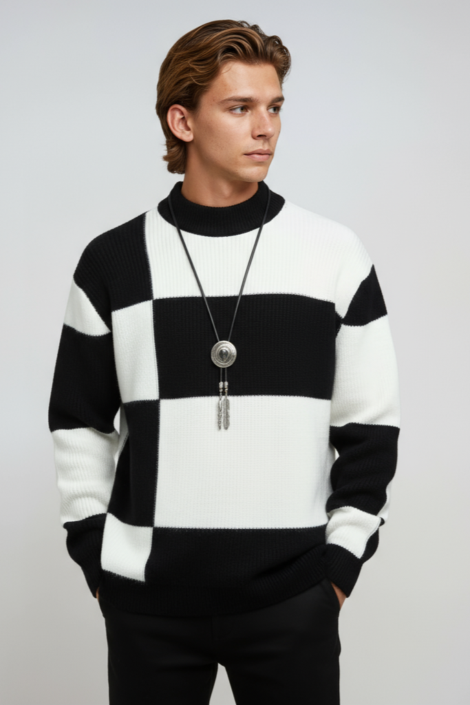 Lewin Sweter męski | Wzór w blokach