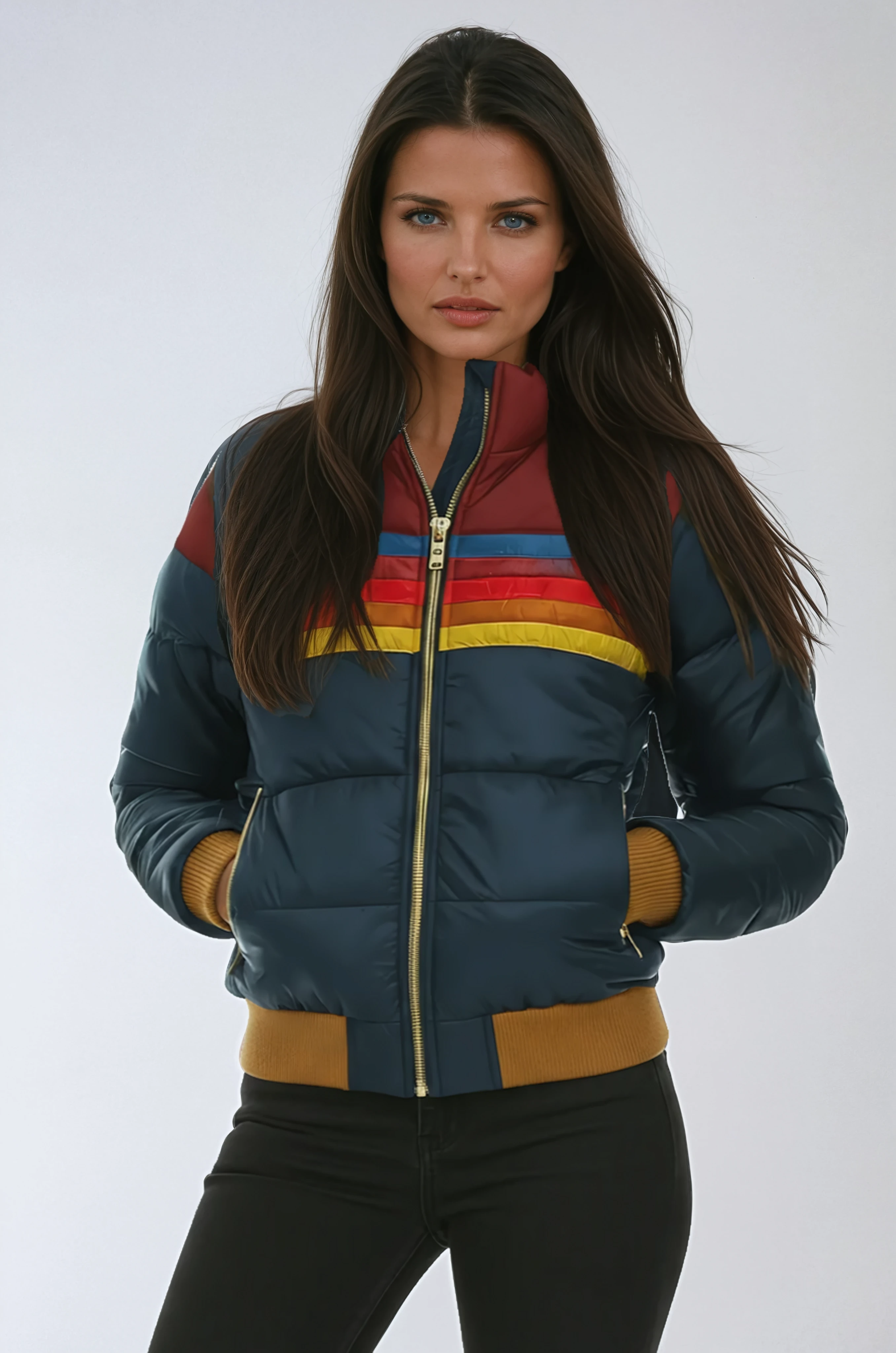 Damska Kolorowa kurtka | Krótki Krój z Kapturem